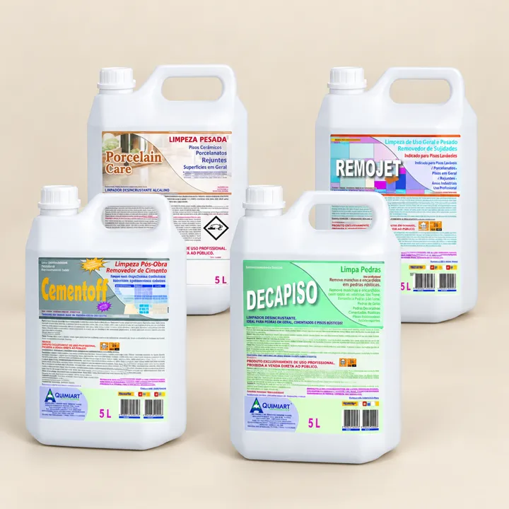 Frascos de removedor para pisos e pós-obra
